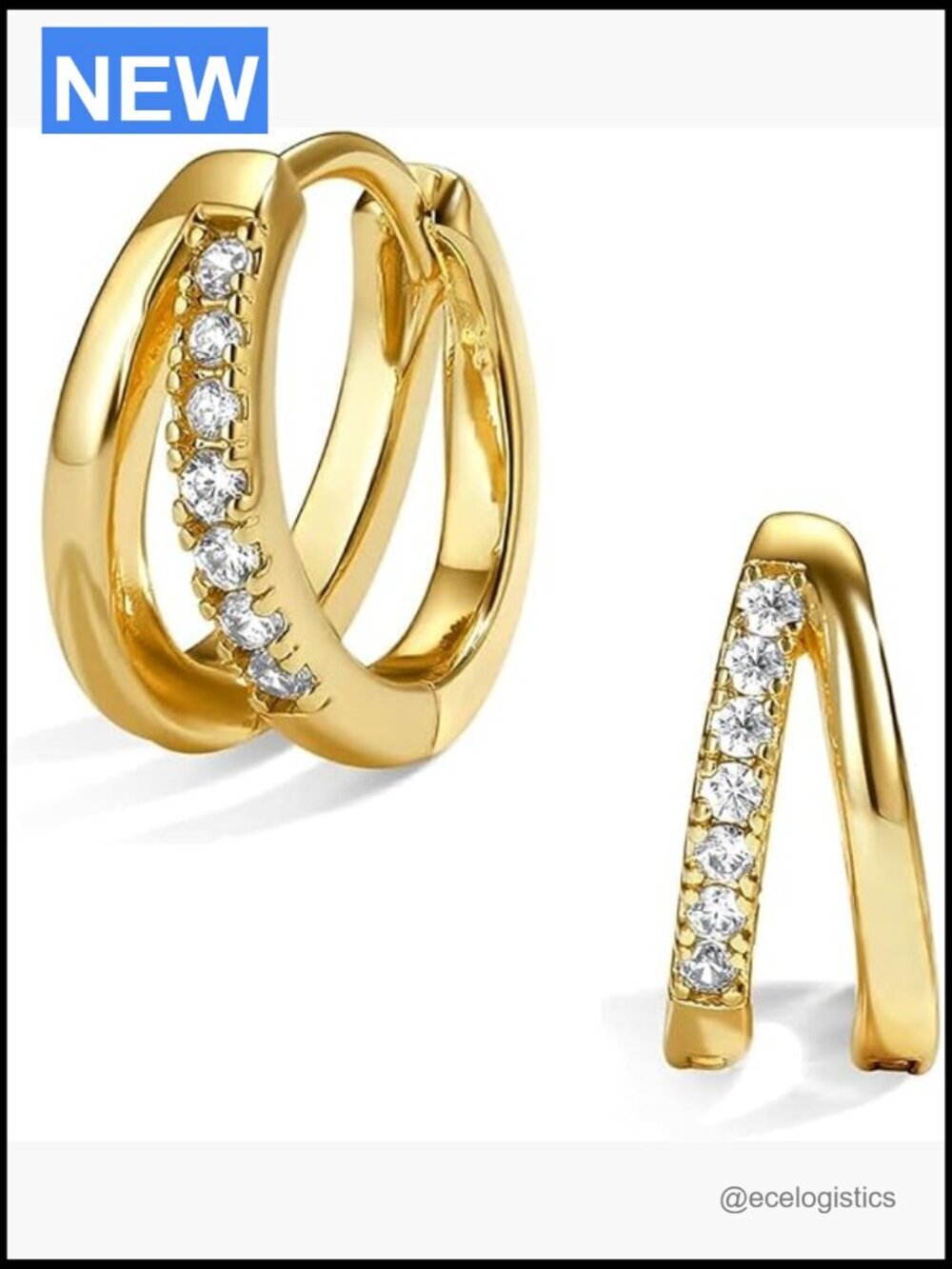 Chunky Gold Hoop Earrings for Women, 14K Gold Plated Huggie Hoop Earrings